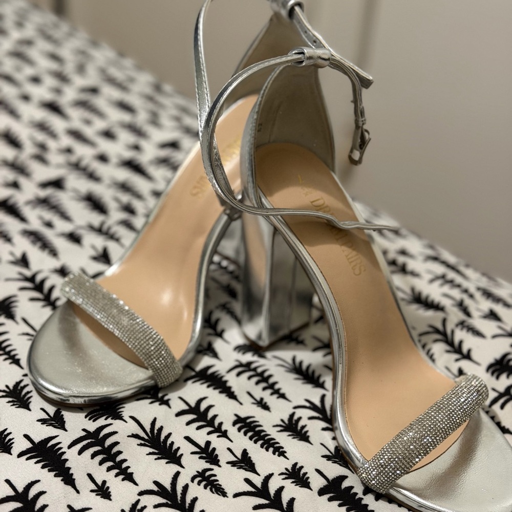 Silver Strappy Heeled Sandals